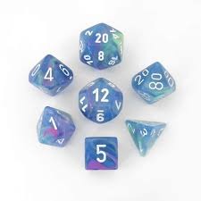 7 Waterlily/white Festive Polyhedral Dice Set - CHX27546